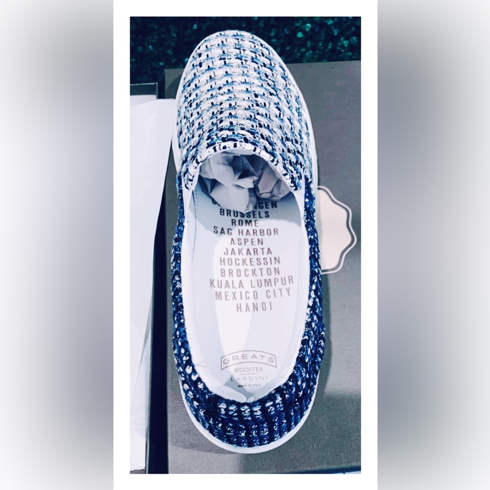 Greats Wooster x Lardini Collection Slip-On Limited Sneaker White/Blue, Size 13 - Picture 8 of 16